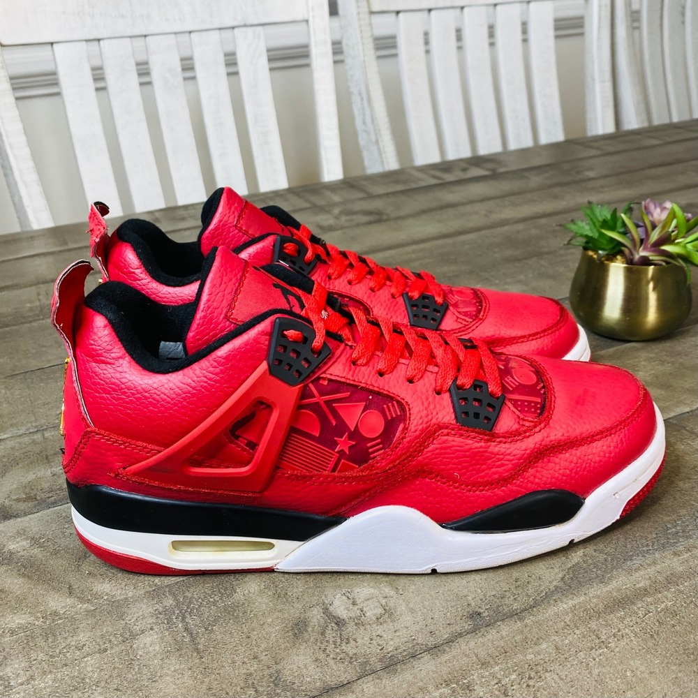 Nike Air Jordan 4‎ Retro Gym Red Obsidian FIBA Men's Leather Shoes Size 11 - Picture 3 of 8